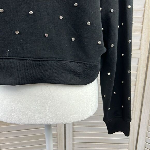 3/$25 AQUA Silver Studded Cropped Sweatshirt Sweater Medium - Picture 11 of 14